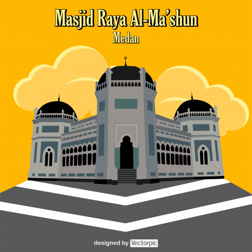 al-ma’shun grand mosque design free vector