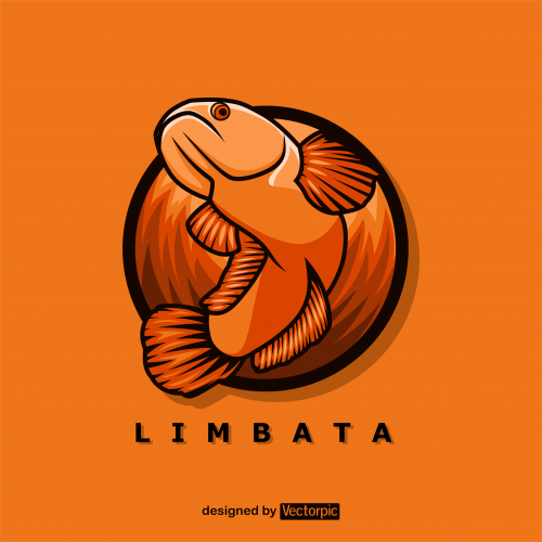 channa limbata fish mascot e-sport logo design free vector