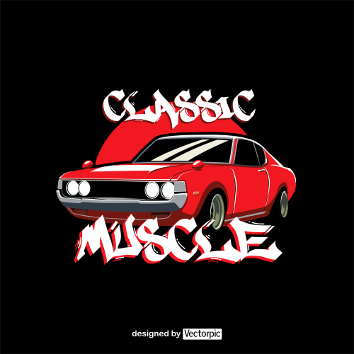 muscle classic car design free vector