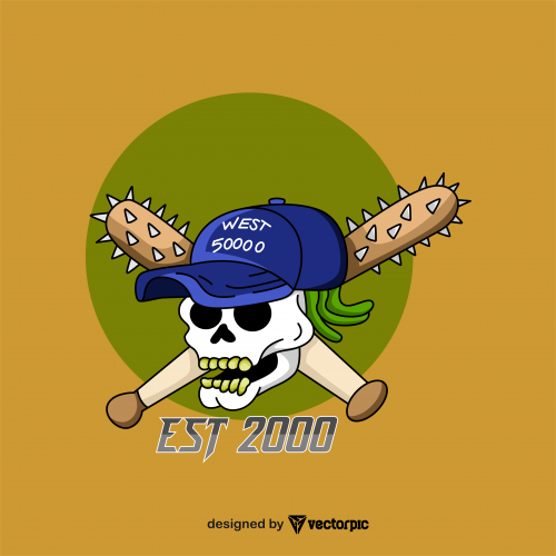 baseball skull t-shirt design free vector