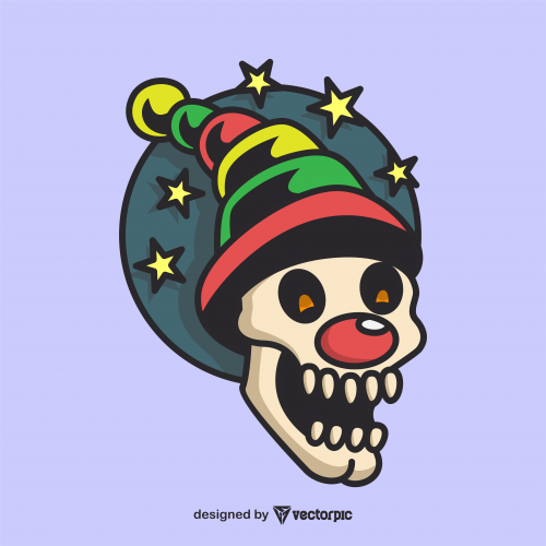 clown skull t-shirt design free vector