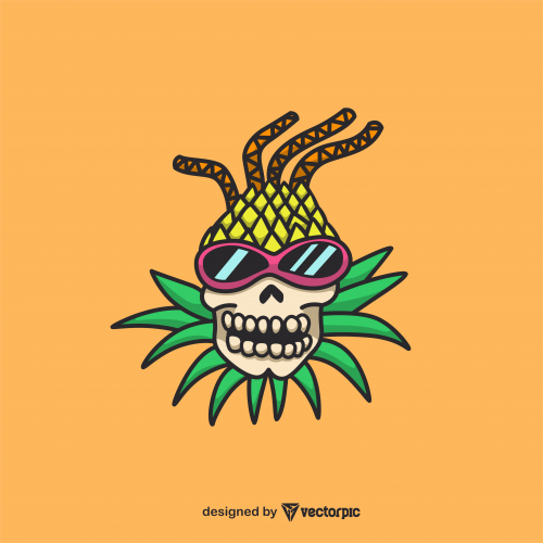 pineapple skull t-shirt design free vector