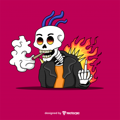 rockers Skull T-Shirt Design Free Vector