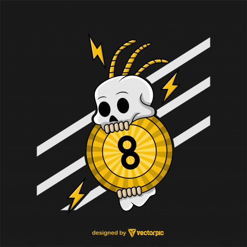 skull bitting coin t-shirt design free vector