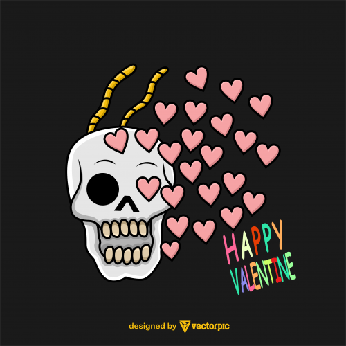 valentine skull t-shirt design free vector