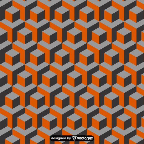 seamless 3D cube pattern background free vector