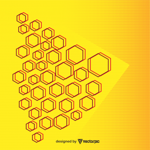 Abstract Racing hexagon background with yellow Color Free Vector