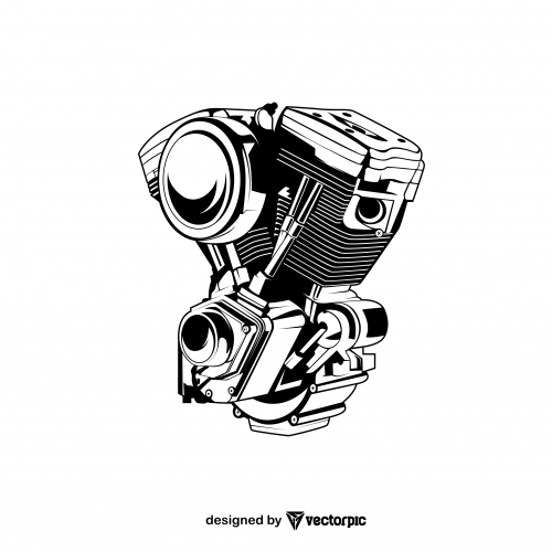 Motorcycle Engine Design free vector