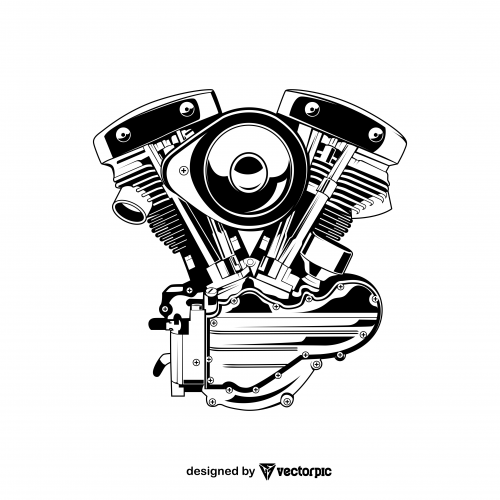 Motorcycle Engine Design free vector