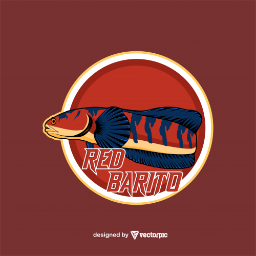 channa red barito Fish Mascot E-Sport Logo Design Free Vector