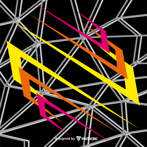 Abstract Racing Stripes Background With black, pink and yellow Color Free Vector