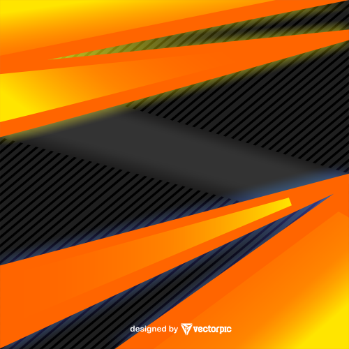 Abstract Racing Stripes Background With black, yellow and orange Color Free Vector