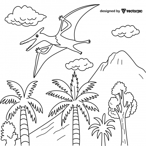 Dinosaur Coloring Pages for Kids & Adults design free vector