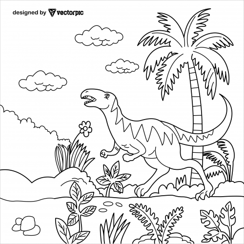 Dinosaur Coloring Pages for Kids & Adults design free vector