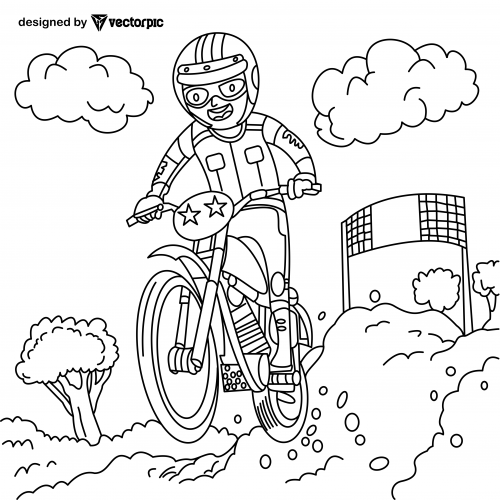 downhill Coloring Pages for Kids & Adults design free vector