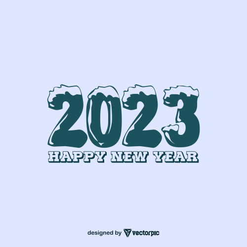 happy new year 2023 snow t-shirt design free vector