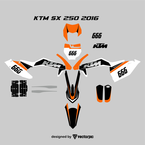 KTM SX 250 2016 decal sticker design free vector