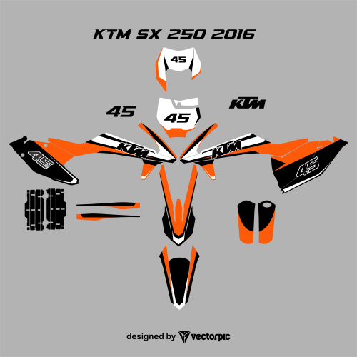 KTM SX 250 2016 decal sticker design free vector