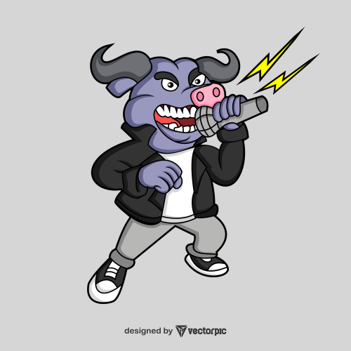 rocker buffalo Animal Cartoon Characters free vector