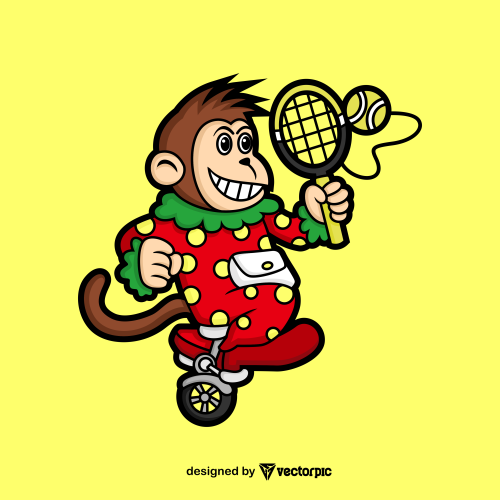 circus monkey Cute Animal Cartoon Characters free vector