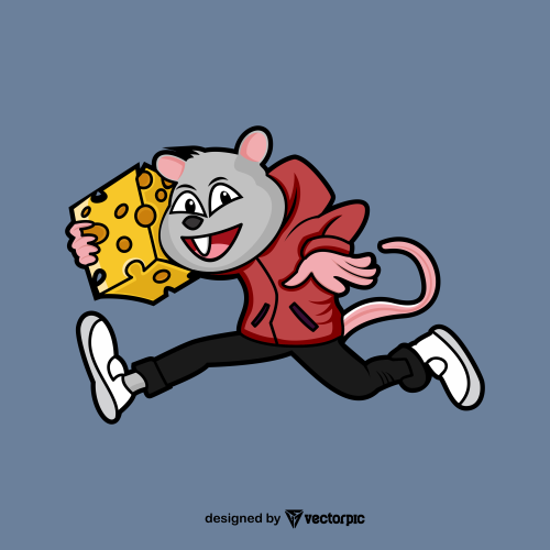 cool mouse bringing cheese Cute Animal Cartoon Characters free vector