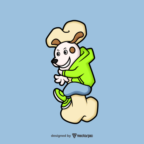 dog hugging bones Animal Cartoon Characters free vector