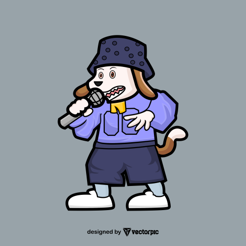 singer dog Animal Cartoon Characters free vector