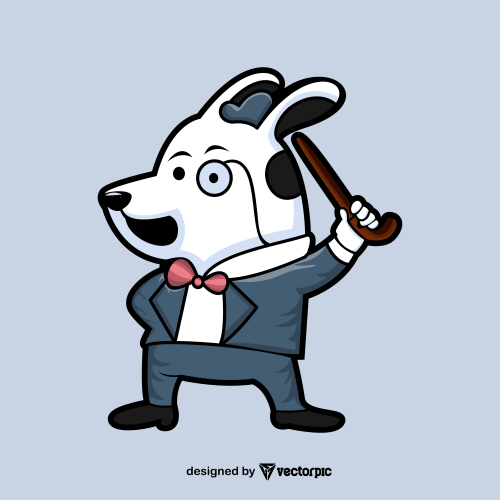dog wearing tuxedo Animal Cartoon Characters free vector