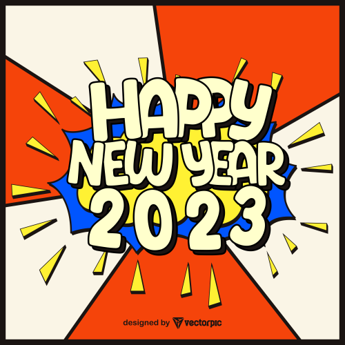 happy 2023 new year editable retro design free vector
