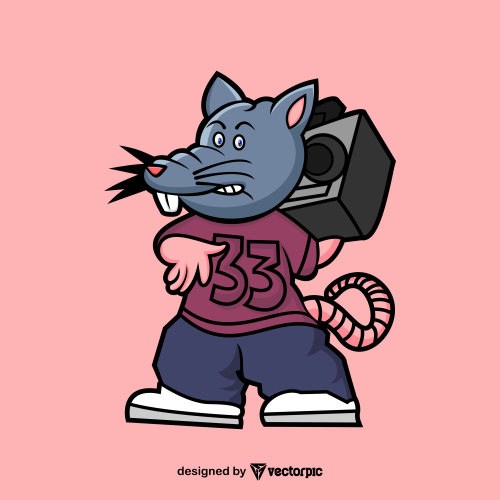 hip hop mouse Cute Animal Cartoon Characters free vector