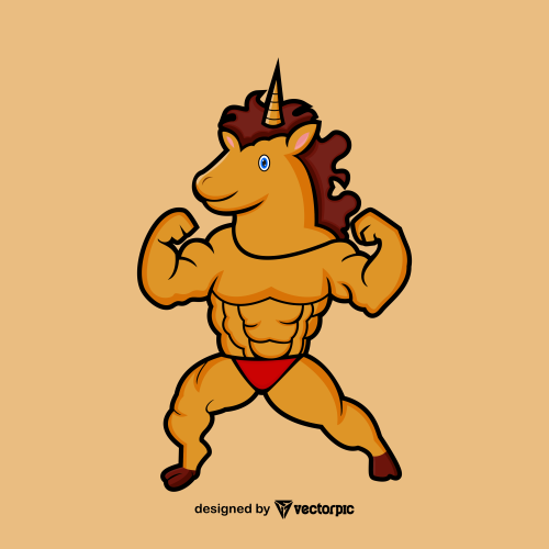 horse bodybuilding Cute Animal Cartoon Characters free vector