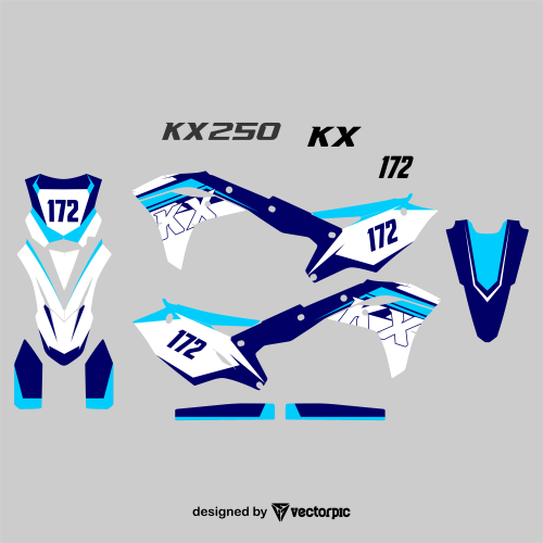 kawasaki KX 250 decal sticker design free vector
