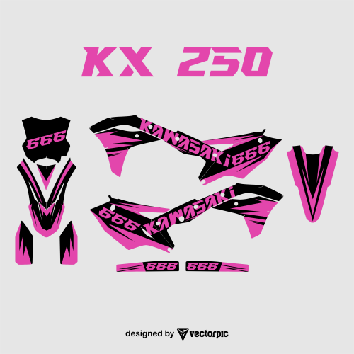 kawasaki KX 250 magenta decal sticker design free vector
