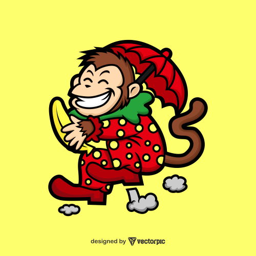 monkey clown Cute Animal Cartoon Characters free vector