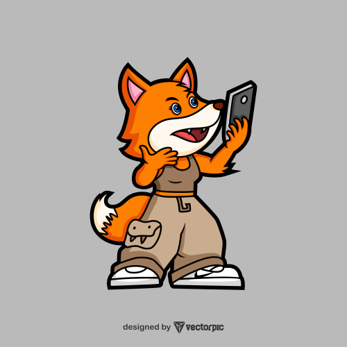 selfie fox Animal Cartoon Characters free vector