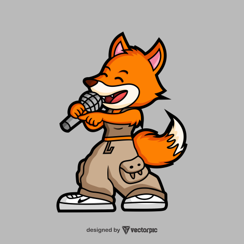 singer fox Animal Cartoon Characters free vector