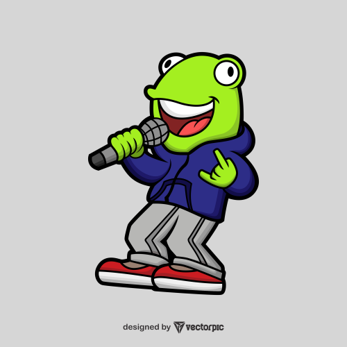 singer frog Animal Cartoon Characters free vector