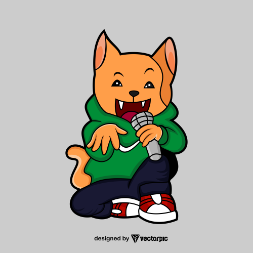 singer orange cat Animal Cartoon Characters free vector