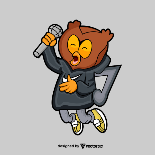 singer owl Animal Cartoon Characters free vector