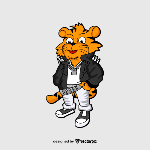 rocker tiger Animal Cartoon Characters free vector