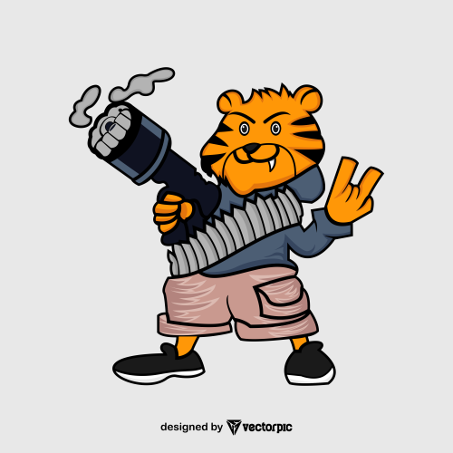 shooter tiger Animal Cartoon Characters free vector