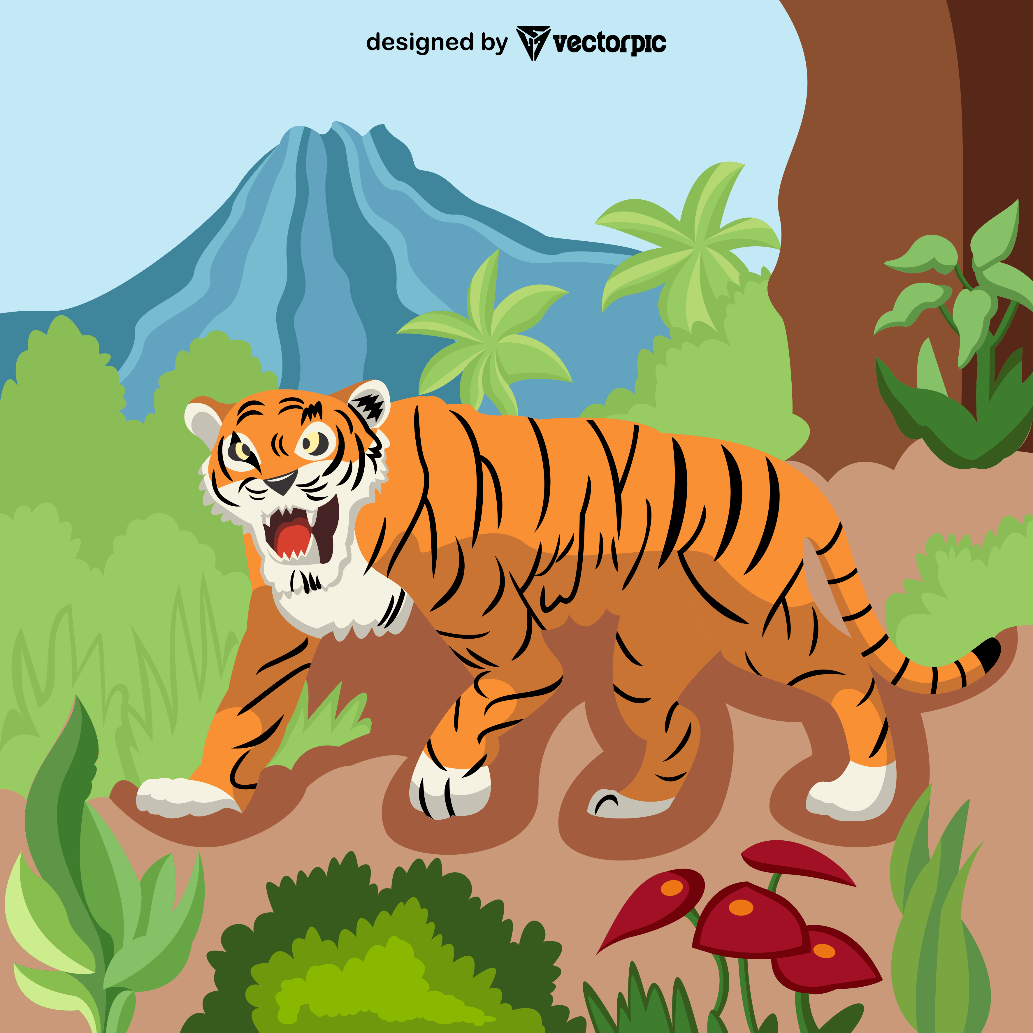 Tiger Animal Cartoon Characters free vector