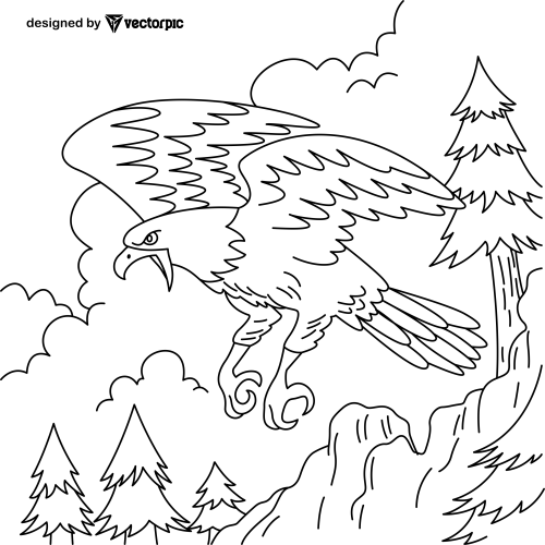 eagle Animal Coloring Pages for Kids & Adults design free vector