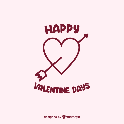 editable arrowed heart valentine Design free vector