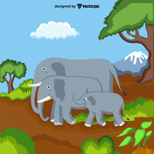elephant Animal Cartoon Characters free vector