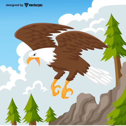 flying eagle Animal Cartoon Characters free vector