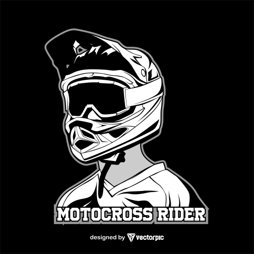 full face helmet motocross rider design free vector