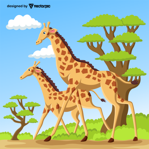 giraffe Animal Cartoon Characters free vector