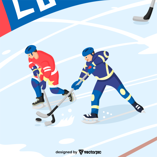 ice hockey match cartoon design free vector