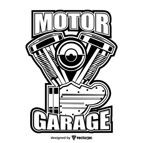 motor garage Engine Design free vector